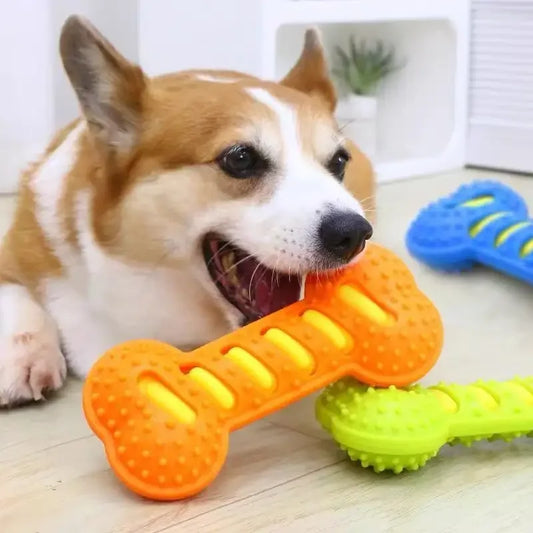 Pet Dog Chew Toys TPR Noise Making Dog Bones Rubber Bite Resistant Puppy Interactive Stick Teething & Fetch Play Chewing Toy